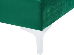 Left Hand 5 Seater Modular Velvet Corner Sofa With Ottoman Green Evja