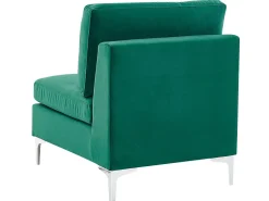 Left Hand 5 Seater Modular Velvet Corner Sofa With Ottoman Green Evja