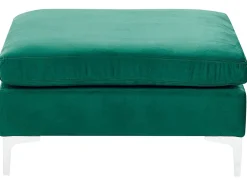 Left Hand 5 Seater Modular Velvet Corner Sofa With Ottoman Green Evja