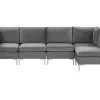 Left Hand 5 Seater Modular Velvet Corner Sofa Grey Evja