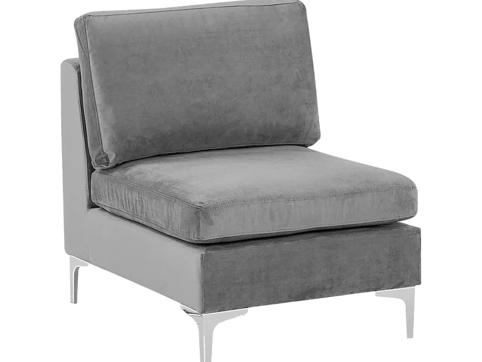 Left Hand 5 Seater Modular Velvet Corner Sofa Grey Evja