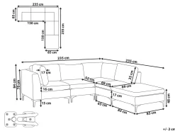 Left Hand 4 Seater Modular Velvet Corner Sofa With Ottoman Green Evja
