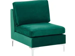 Left Hand 4 Seater Modular Velvet Corner Sofa With Ottoman Green Evja