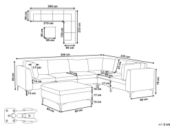 Left Hand 6 Seater Modular Velvet Corner Sofa With Ottoman Green Evja