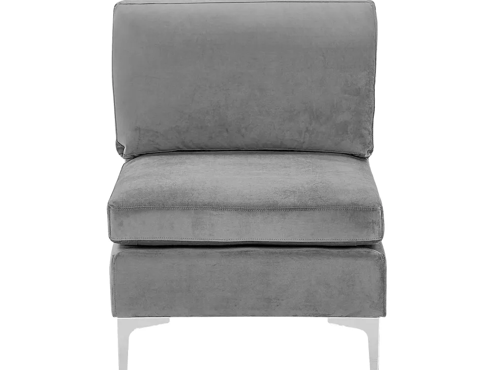 Left Hand 6 Seater Modular Velvet Corner Sofa Grey Evja