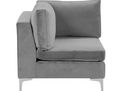 Left Hand 6 Seater Modular Velvet Corner Sofa Grey Evja