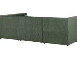 Left Hand 4 Seater Modular Jumbo Cord Corner Sofa With Ottoman Dark Green Lemvig