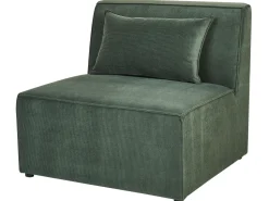 Left Hand 4 Seater Modular Jumbo Cord Corner Sofa With Ottoman Dark Green Lemvig