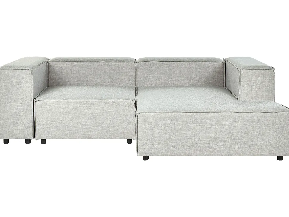 Left Hand 2 Seater Modular Linen Corner Sofa Grey Aprica