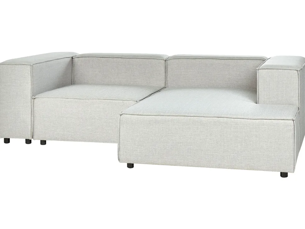 Left Hand 2 Seater Modular Linen Corner Sofa Grey Aprica