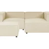 Left Hand 2 Seater Modular Linen Corner Sofa With Ottoman Beige Aprica