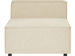 Left Hand 2 Seater Modular Linen Corner Sofa With Ottoman Beige Aprica