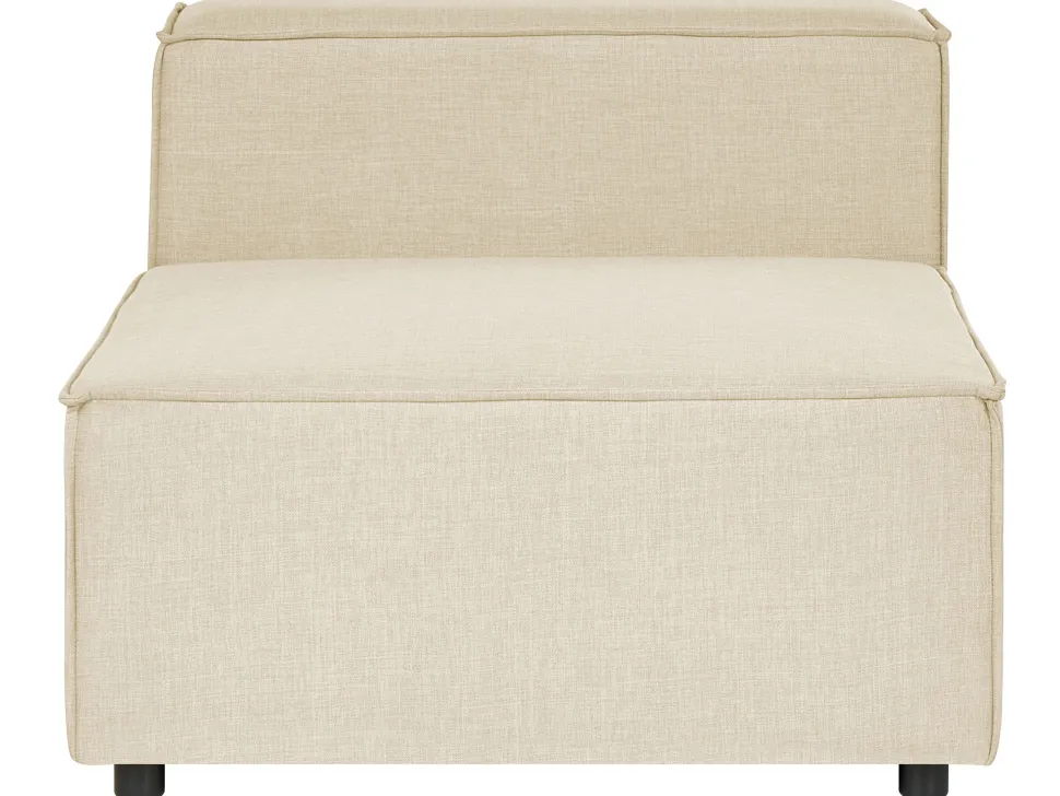 Left Hand 2 Seater Modular Linen Corner Sofa With Ottoman Beige Aprica