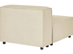 Left Hand 2 Seater Modular Linen Corner Sofa With Ottoman Beige Aprica