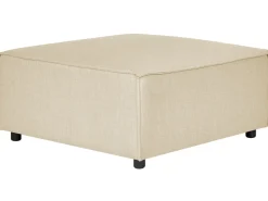Left Hand 2 Seater Modular Linen Corner Sofa With Ottoman Beige Aprica