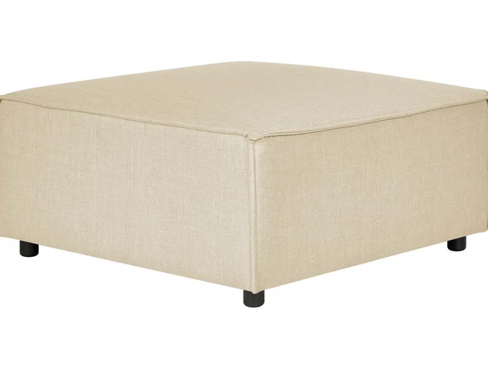 Left Hand 2 Seater Modular Linen Corner Sofa With Ottoman Beige Aprica