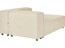 Left Hand 2 Seater Modular Linen Corner Sofa With Ottoman Beige Aprica