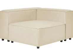 Left Hand 2 Seater Modular Linen Corner Sofa With Ottoman Beige Aprica