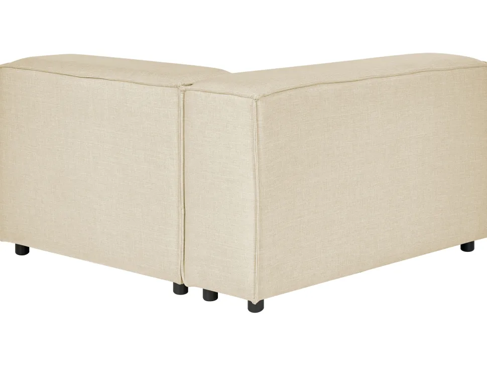 Left Hand 2 Seater Modular Linen Corner Sofa With Ottoman Beige Aprica