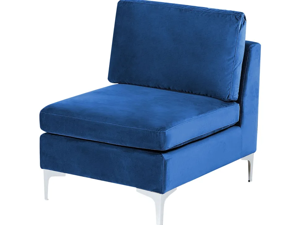 Left Hand 5 Seater Modular Velvet Corner Sofa Blue Evja
