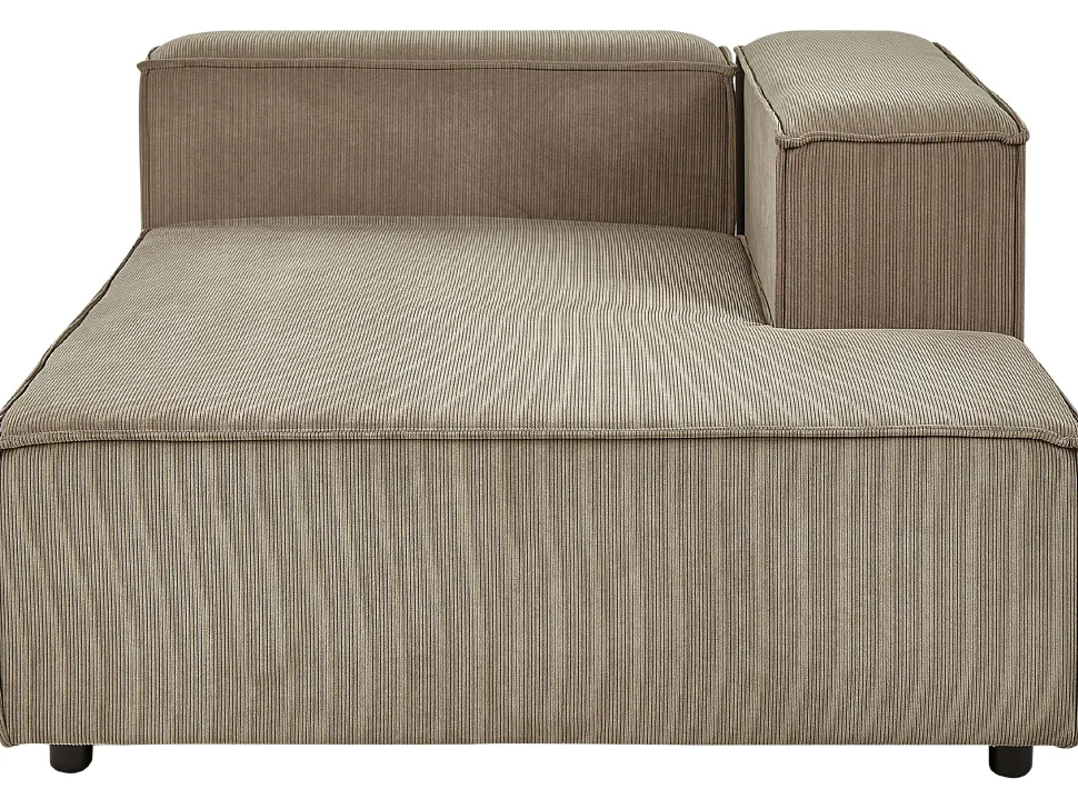 Left Hand 2 Seater Modular Jumbo Cord Corner Sofa With Ottoman Brown Aprica