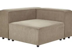 Left Hand 2 Seater Modular Jumbo Cord Corner Sofa With Ottoman Brown Aprica