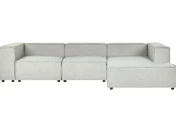 Left Hand 3 Seater Modular Linen Corner Sofa Grey Aprica