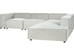 Left Hand 3 Seater Modular Linen Corner Sofa Grey Aprica