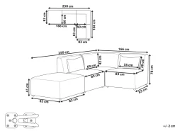 Left Hand 3 Seater Modular Jumbo Cord Corner Sofa With Ottoman Taupe Lemvig
