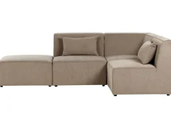 Left Hand 3 Seater Modular Jumbo Cord Corner Sofa With Ottoman Taupe Lemvig
