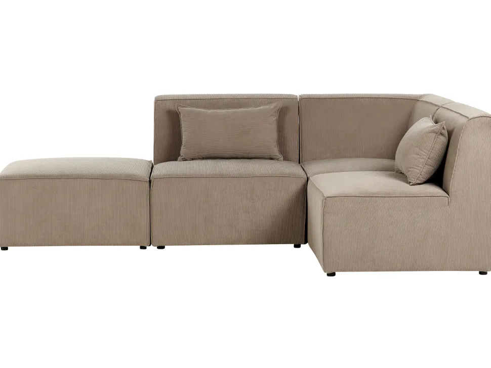 Left Hand 3 Seater Modular Jumbo Cord Corner Sofa With Ottoman Taupe Lemvig