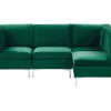 Left Hand 4 Seater Modular Velvet Corner Sofa Green Evja