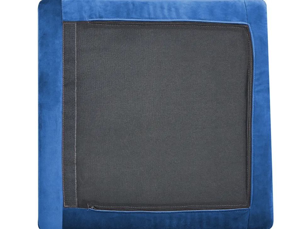 Left Hand 4 Seater Modular Velvet Corner Sofa Blue Evja