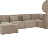 Left Hand 5 Seater Modular Jumbo Cord Corner Sofa With Ottoman Taupe Lemvig