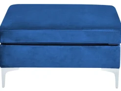 Left Hand 6 Seater Modular Velvet Corner Sofa Blue Evja