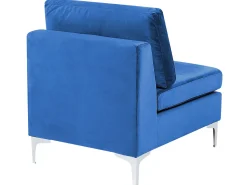 Left Hand 6 Seater Modular Velvet Corner Sofa Blue Evja