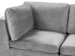 Left Hand 4 Seater Modular Velvet Corner Sofa With Ottoman Grey Evja