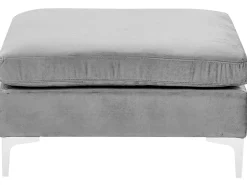 Left Hand 4 Seater Modular Velvet Corner Sofa With Ottoman Grey Evja