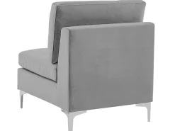 Left Hand 6 Seater Modular Velvet Corner Sofa With Ottoman Grey Evja