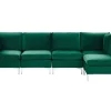 Left Hand 5 Seater Modular Velvet Corner Sofa Green Evja