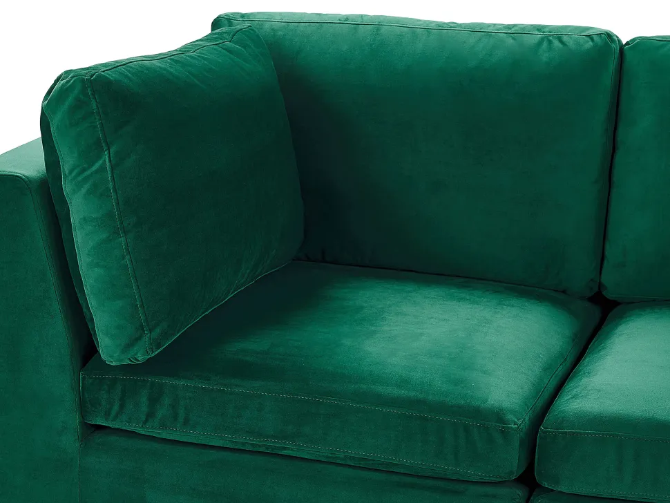 Left Hand 5 Seater Modular Velvet Corner Sofa Green Evja