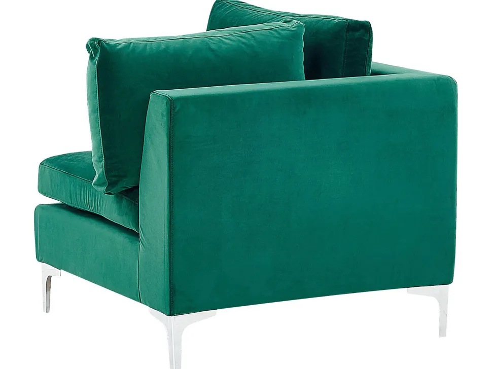 Left Hand 5 Seater Modular Velvet Corner Sofa Green Evja