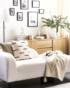 Left Hand Boucle Chaise Lounge White Le Crau