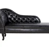 Left Hand Chaise Lounge Faux Leather Black Nimes