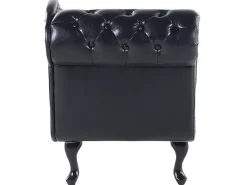 Left Hand Chaise Lounge Faux Leather Black Nimes