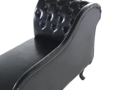 Left Hand Chaise Lounge Faux Leather Black Nimes