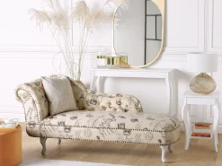 Left Hand Chaise Lounge Print Beige Nimes