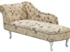 Left Hand Chaise Lounge Print Beige Nimes