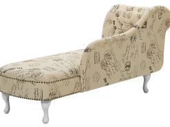 Left Hand Chaise Lounge Print Beige Nimes