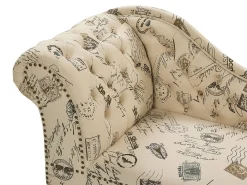 Left Hand Chaise Lounge Print Beige Nimes